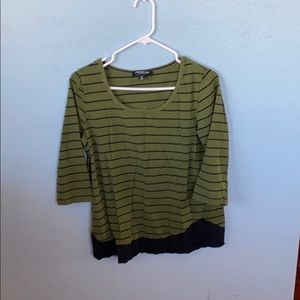 green and navy blue/black striped long sleeve